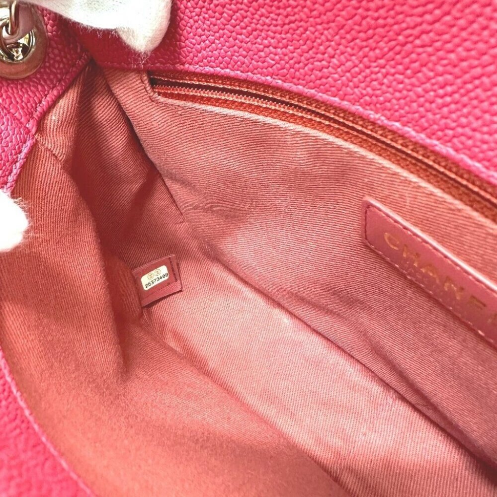 CHANEL CC Mark CC coil Bag 2WAY Chain Shoulder Bag Caviar Leather Pink - Picture 12 of 14